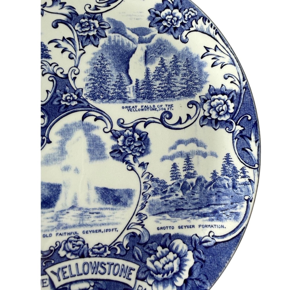 Adams Staffordshire Yellowstone Park Blue Transferware Souvenir Plate 1910s - Picture 8 of 8